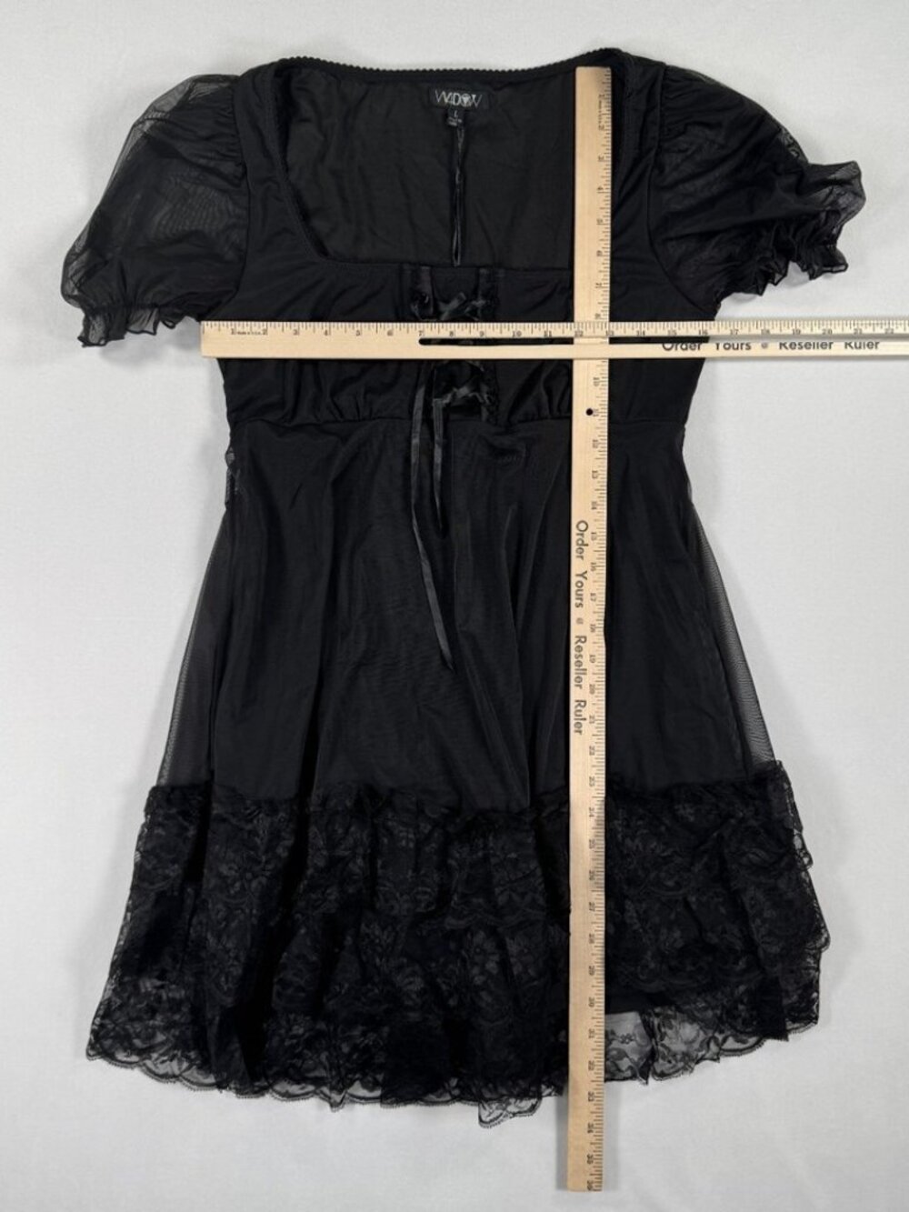 NWT Dolls Kill Widow Mini Dress Black Lined Lace Trim Corset Goth Witchy Large - Picture 8 of 14